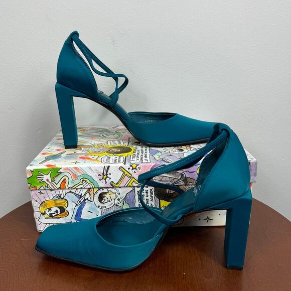 Jeffrey Campbell Popular Square-Toe Heel Pump in Dark Blue Neoprene Size 9 - Picture 5 of 8